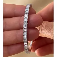 Emerald Shaped diamond Tennis Bangle for Rent