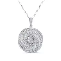 BIG ROUND swirl design diamond pendant for rent for wedding day