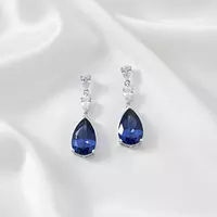 Eco Sapphire and Diamonds Drop Earrings Rent