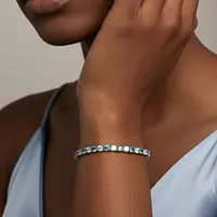 Rent blue and white diamond tennis bracelet in white gold for rent for a wedding or special event