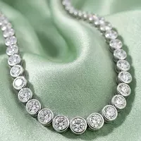 borrow round bezel set diamond tennis necklace 