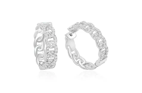 CABLE design diamond hoop earrings for rent for bridal event or wedding