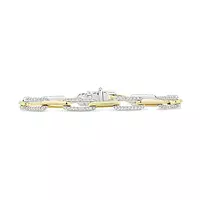 rent diamond bracelet in yellow and white gold with paperclip design
