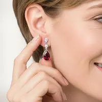 Rent Pear Shape Fancy Earring Red on a woman