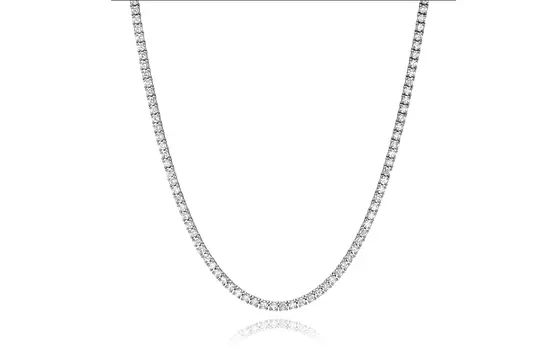 rent diamond tennis necklace with four prongs in white gold