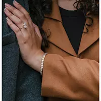 bezel set diamond tennis bracelet on a model