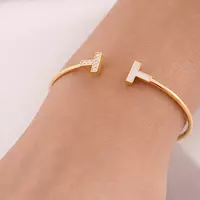 T shaped diamond Tiffany bracelet on a model