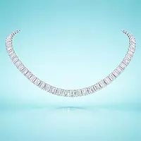 rent diamond necklace with emerald shaped diamonds