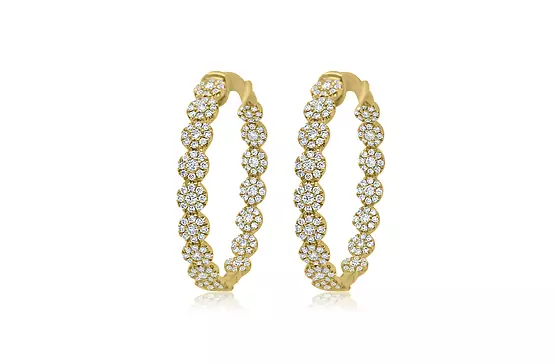Yellow Gold diamond hoop earrings for rent