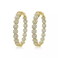 The Yellow Gold Cluster Diamond Hoop Earrings 