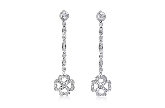 shamrock drop diamond earrings for rent for wedding 