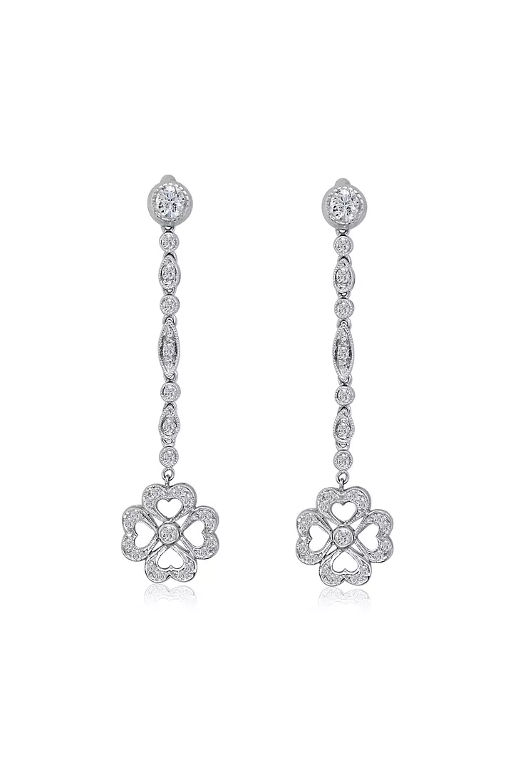 shamrock drop diamond earrings for rent for wedding 