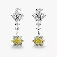 Vivienne Yellow Eco Diamonds and White Eco Diamonds Drop Earrings Rent