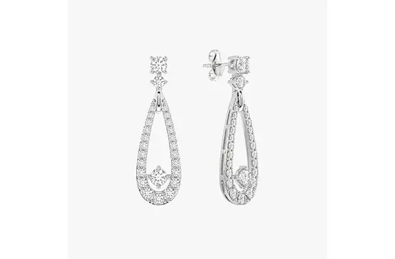 Rent Teardrop Shaped Pave Diamonds Drop Earrings