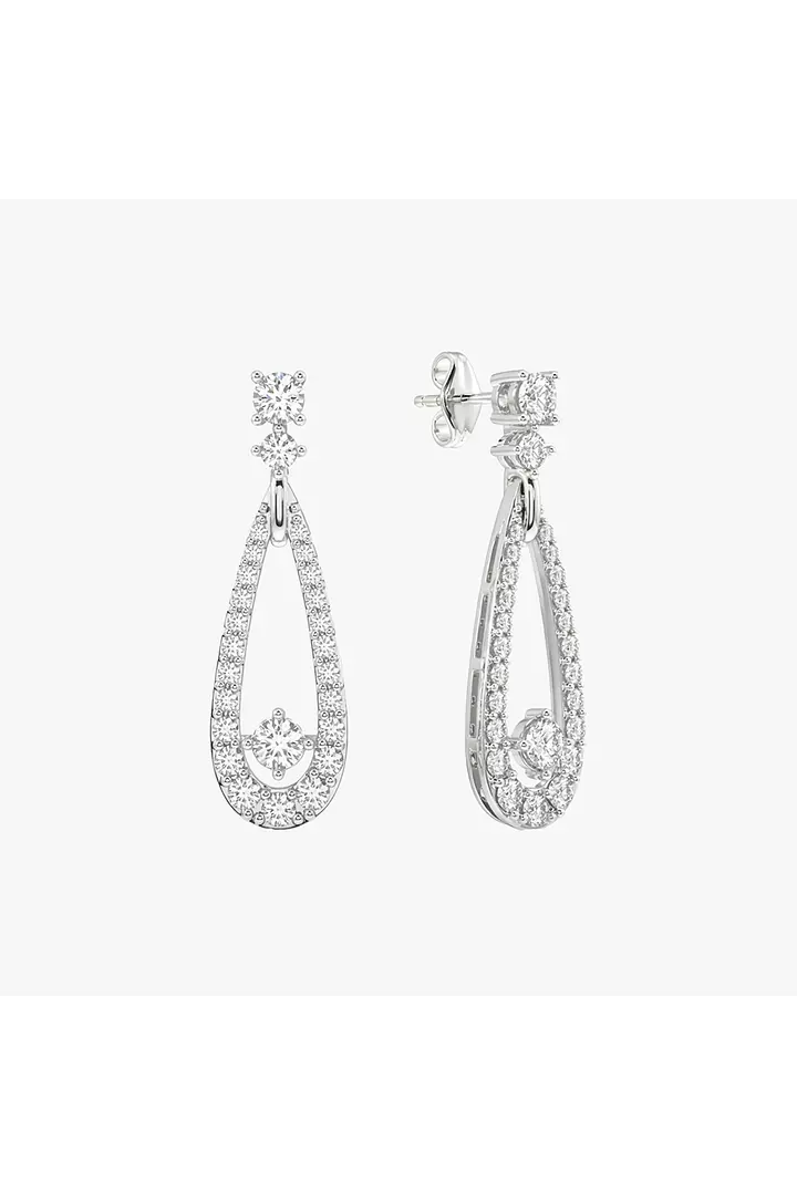 Rent Teardrop Shaped Pave Diamonds Drop Earrings