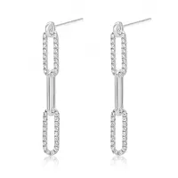 diamond and gold paperclip fashion earrings for rent