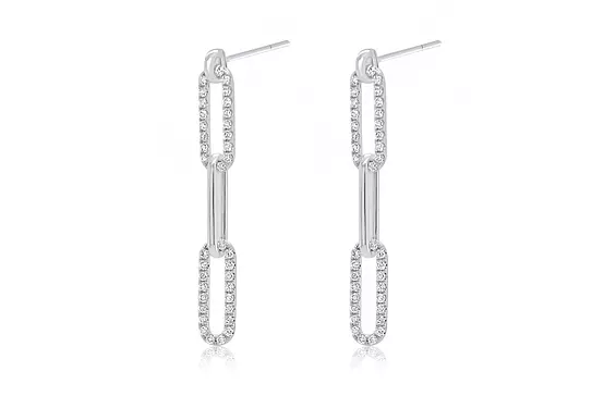 diamond and gold paperclip fashion earrings for rent
