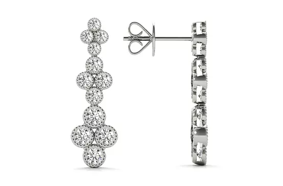 side view of diamond drop earrings for rent