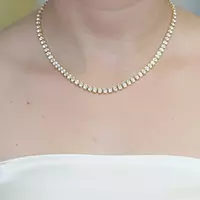 Oval Bezel Set Diamond Tennis Necklace rent