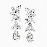 Rent Cascading Petals Marquise and Pear-Shaped Diamond Drop Earrings rent