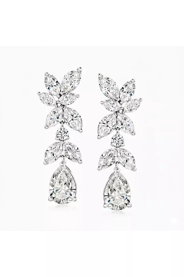 Rent Cascading Petals Marquise and Pear-Shaped Diamond Drop Earrings rent