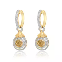 Rent yellow gold diamond drop earrings for wedding