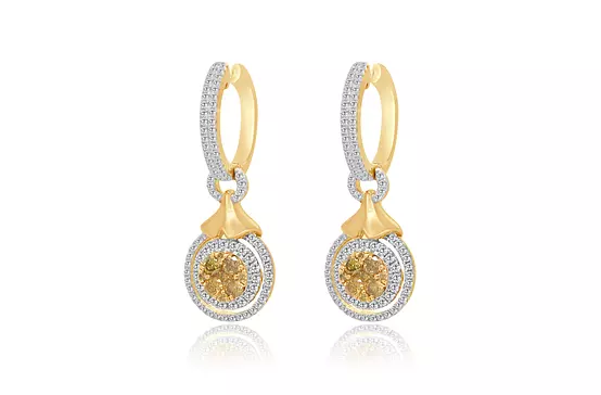 Rent yellow gold diamond drop earrings for wedding