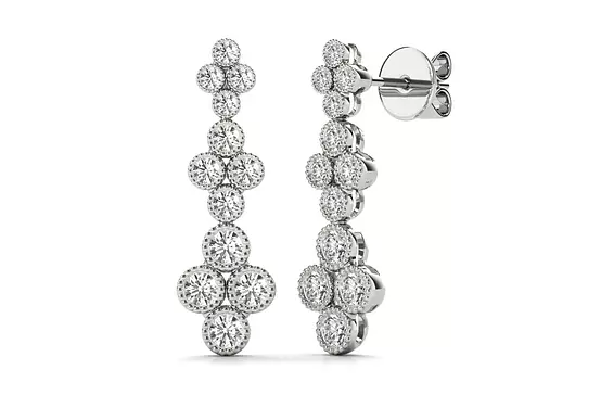 flower drop earrings with diamonds for rent