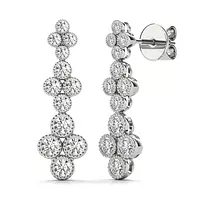 flower drop earrings with diamonds for rent