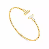 rent luxury Tiffany bracelet with a T shape design in yellow gold