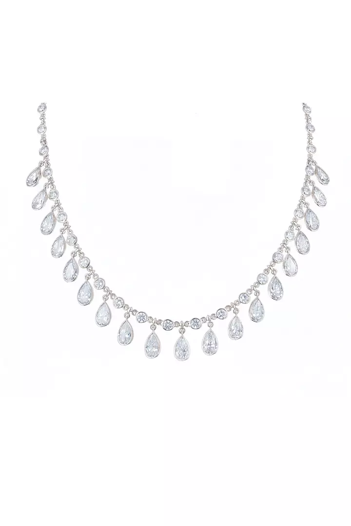 Rent diamond pear shaped drops necklace