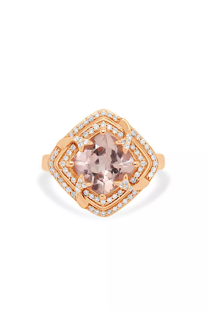 rent rose gold  morganite and diamonds fashion ring