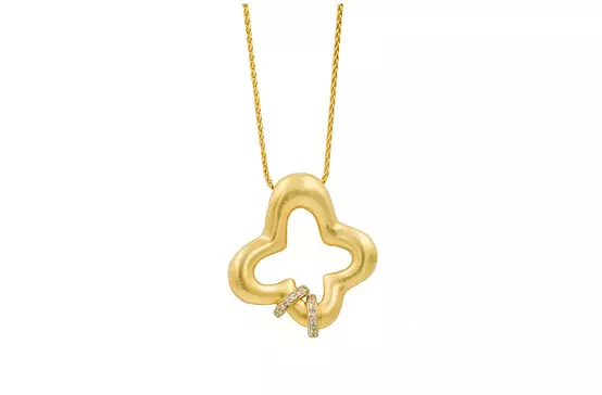 yellow gold and diamond necklace freeform for rent