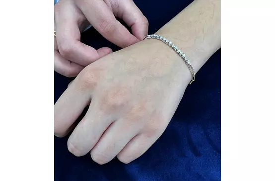 Diamond bracelet for rent on a model hand