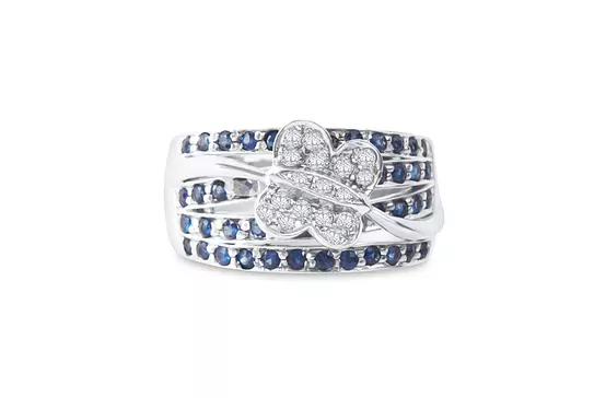 sapphire and diamond cocktail ring with butterflies for women on rent