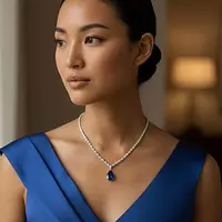 Rent Eco Diamonds Tennis Necklace with an Eco Sapphire Pendant Drop