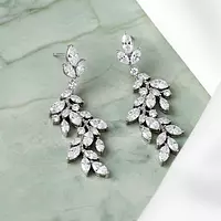 Rent diamond drop earrings with a leaf design for wedding