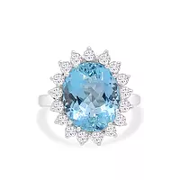 rent blue aqua and diamonds oval shaped lady diana ring 