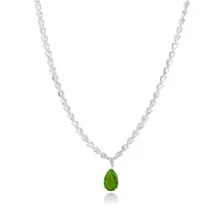 Pear shaped diamond necklace with an emerald drop