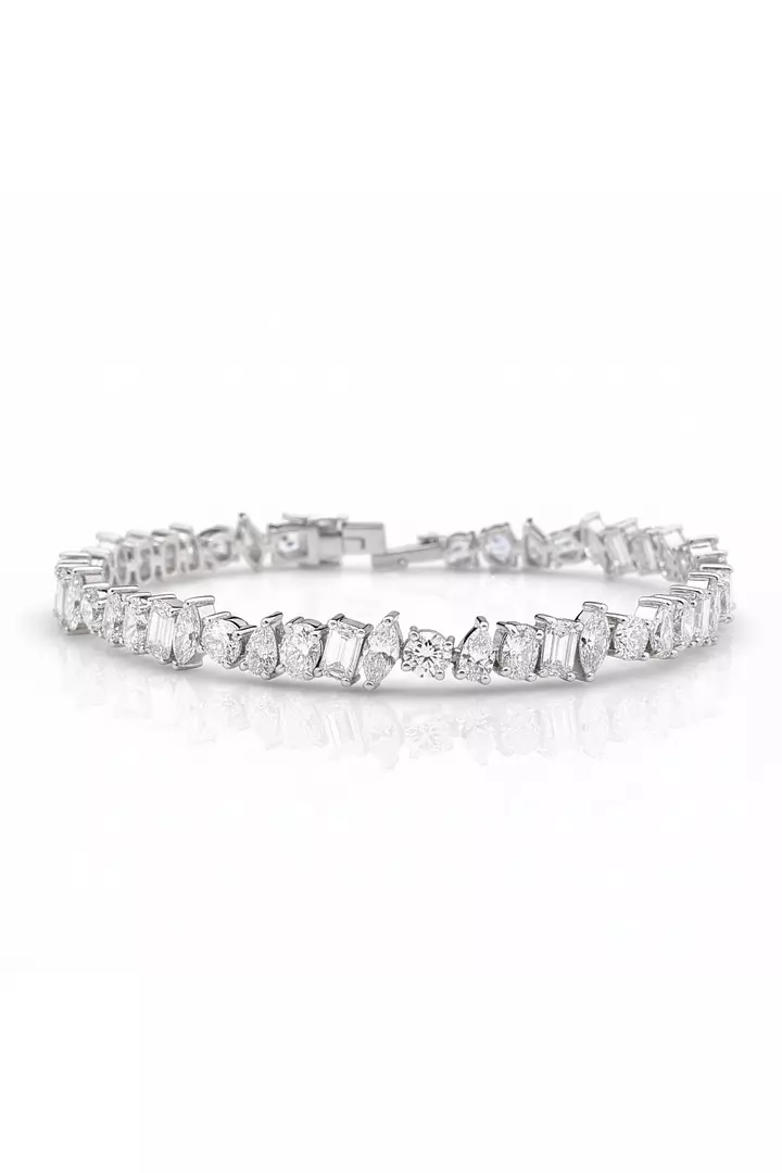 Rent Multi shape Clustered Eco Diamonds Tennis Bracelet