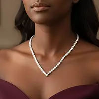 Pear shaped diamond tennis necklace
