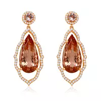 Rent morganite and diamonds drop earrings in rose gold for special occasion