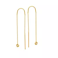 yellow gold and diamond threader earrings for rent online