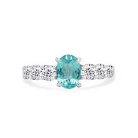 blue paraiba and diamonds cocktail fashion ring for rent