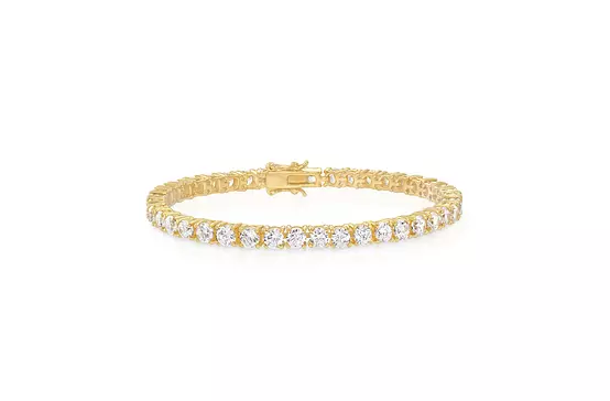 yellow gold tennis diamond bracelet with lab created diamonds for rent