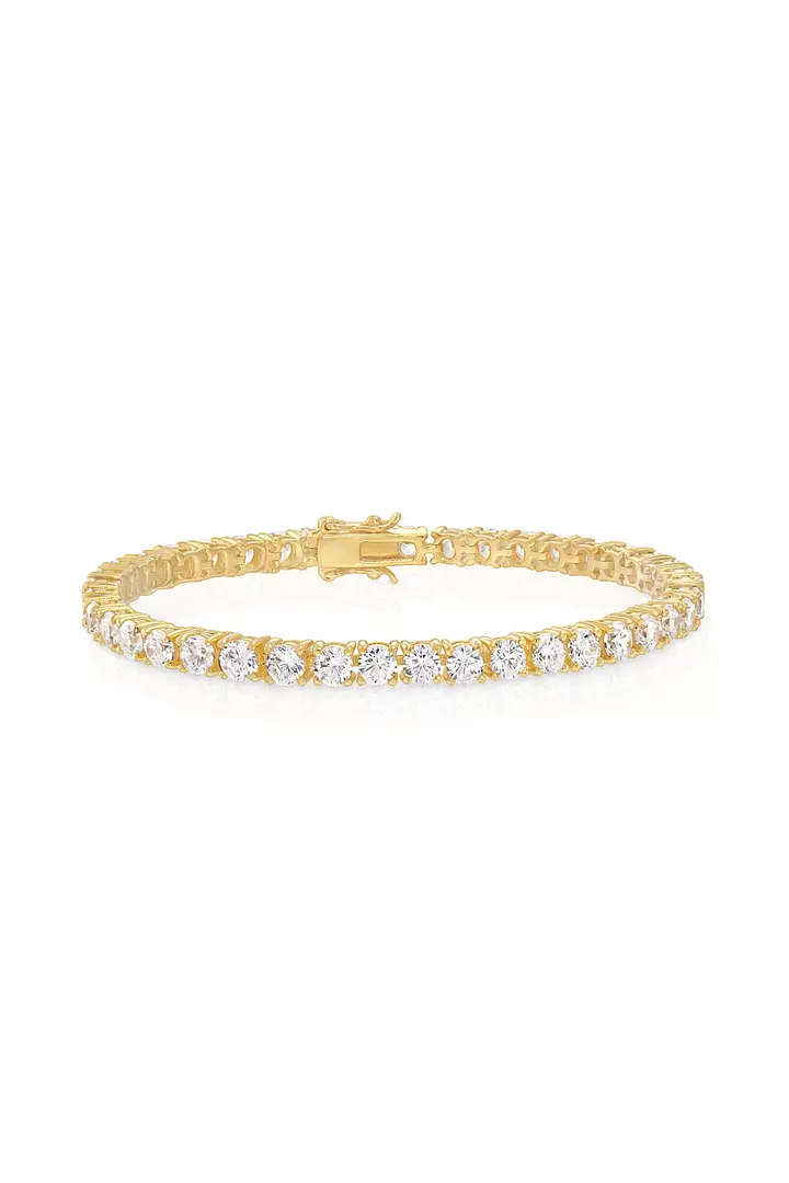 yellow gold tennis diamond bracelet with lab created diamonds for rent