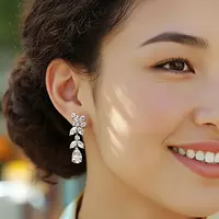 Rent Cascading Petals Marquise and Pear-Shaped Diamond Drop Earrings rent