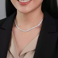 Portofino Oval Shaped Bezel Set Eco Diamonds Tennis Necklace