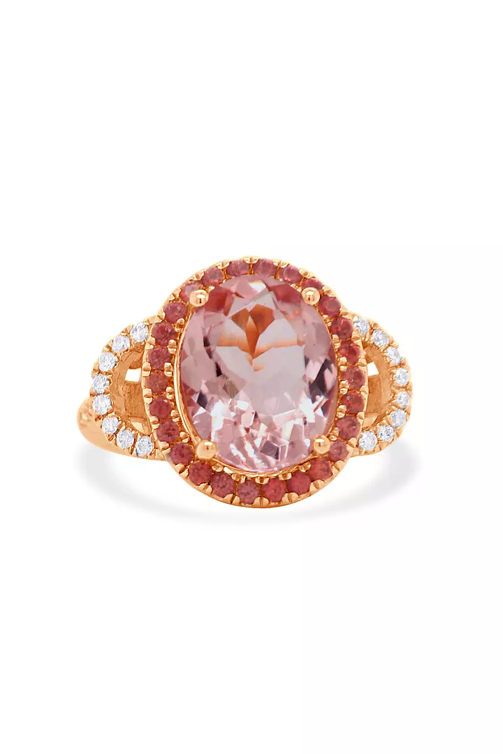 rent morganite and diamonds sunstone pink ring in rose gold
