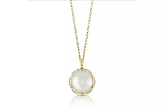 rent designer white mother of pearl pendant necklace for wedding day 